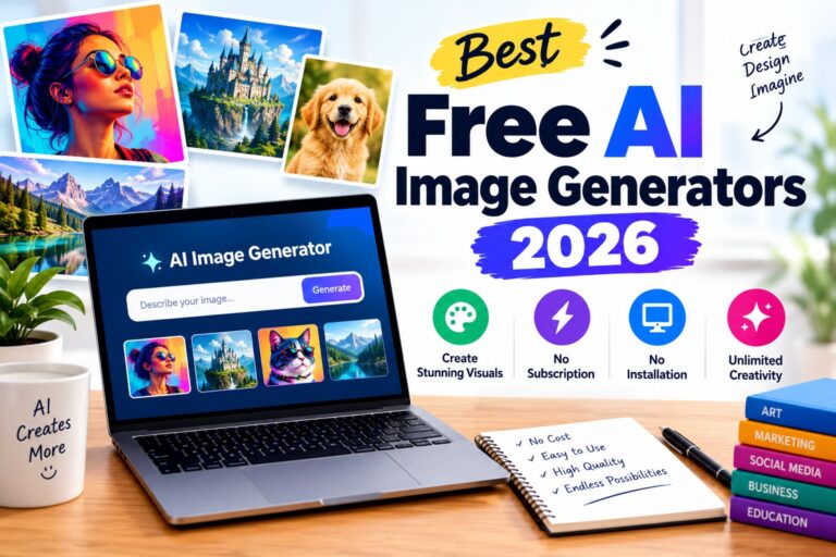 Best free AI image generators 2026 with AI art tools, creative images, and image generator interface.