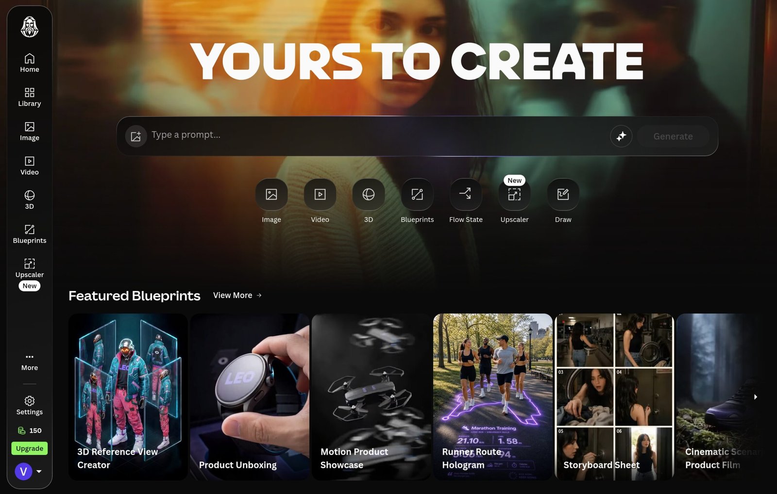 Leonardo AI dashboard interface showing the image creation workspace and prompt bar in 2026