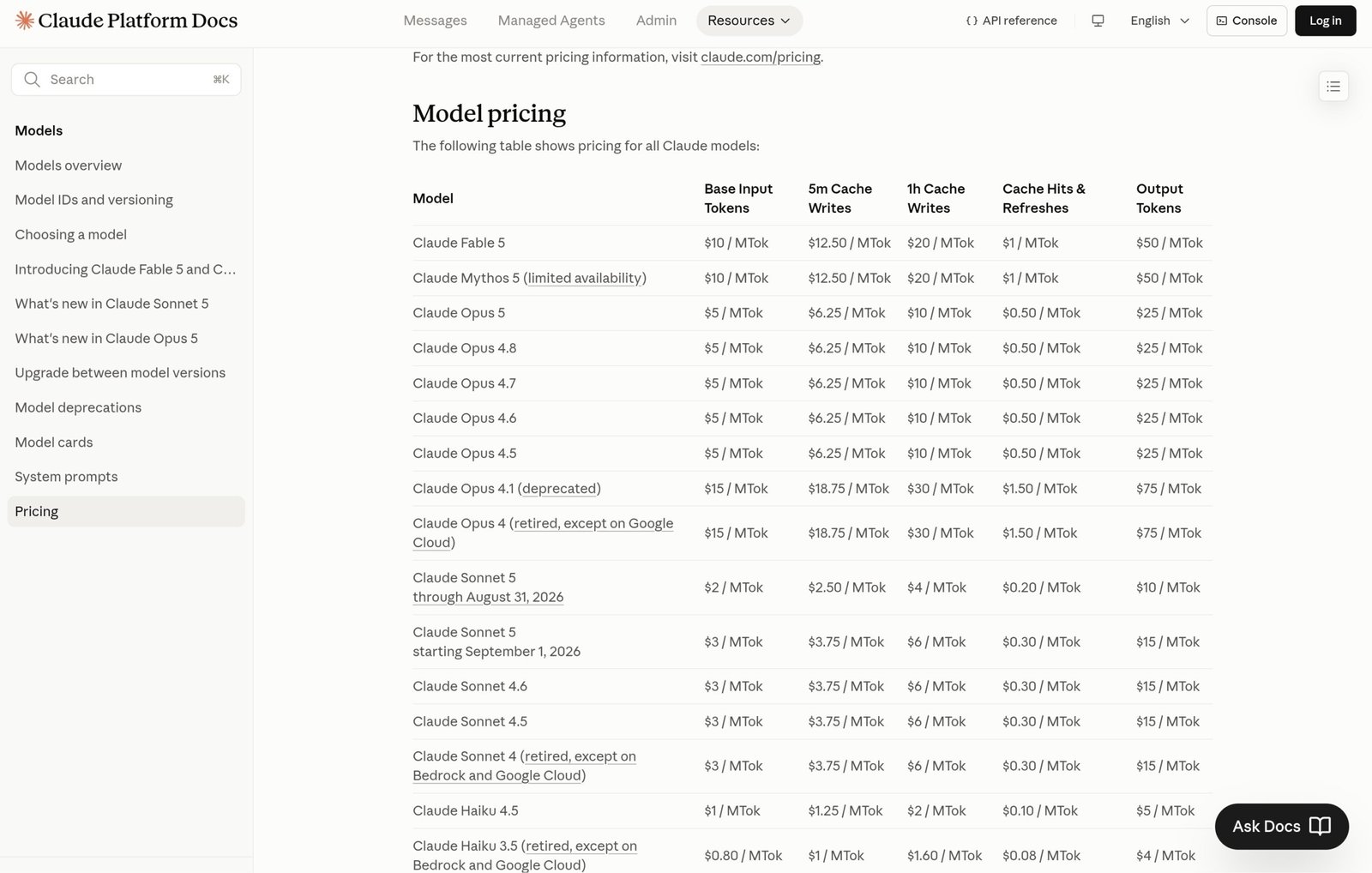 claude api pricing models comparison chart 2026 showing haiku sonnet opus rates