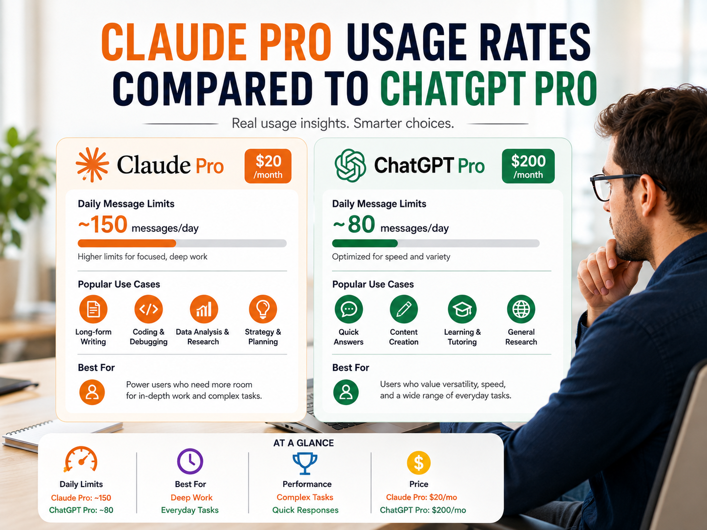 Claude Pro Usage Rates Compared to ChatGPT Pro